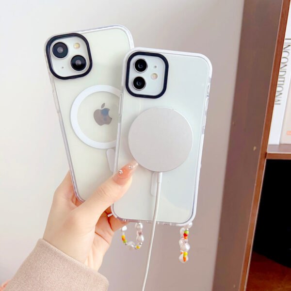 Transparent Silicon Impact Case for iPhone With Magsafe And Colorful Beaded Charm - Image 6