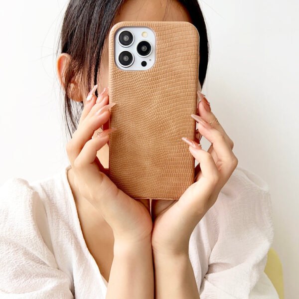 Snake Skin Pattern Leather Case For iPhone ( Brown ) - Image 12
