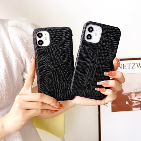 Snake Skin Pattern Leather Case For iPhone ( Black ) - Image 9