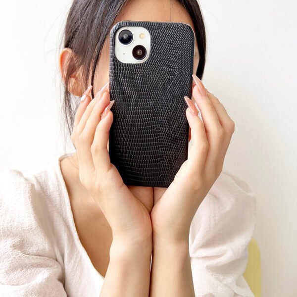Snake Skin Pattern Leather Case For iPhone ( Black ) - Image 11