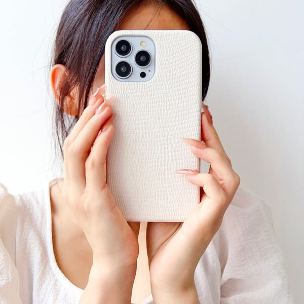 Snake Skin Pattern Leather Case For iPhone ( White )