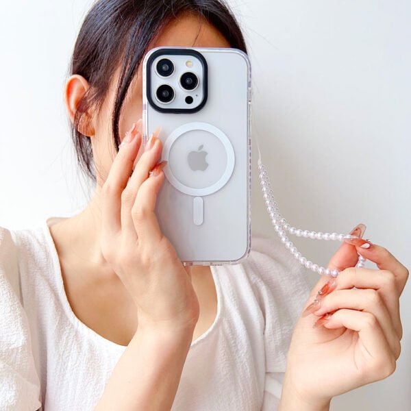 Transparent Silicon Impact Case for iPhone With Magsafe And Beaded Charm