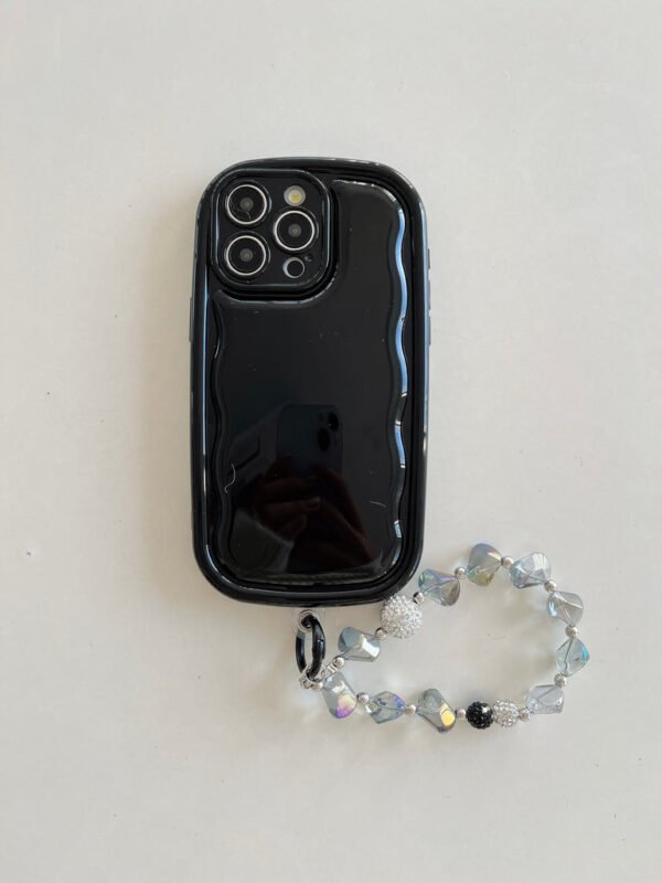 Designer Solid Color Wawy Customised Silicon Case for iPhone With Charm Bracelet - Image 6