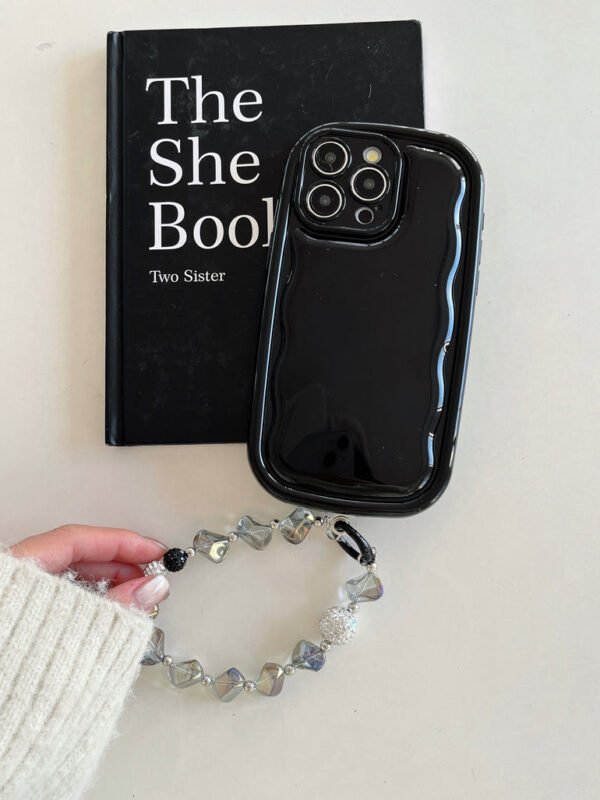 Designer Solid Color Wawy Silicon Case for iPhone With Charm Bracelet - Image 4