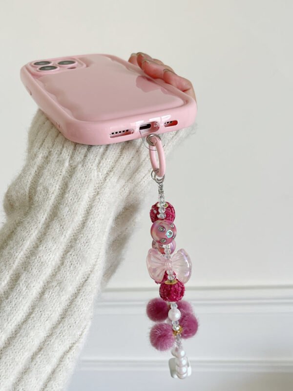 Designer Solid Color Wawy Customised Silicon Case for iPhone With Charm Bracelet - Image 11