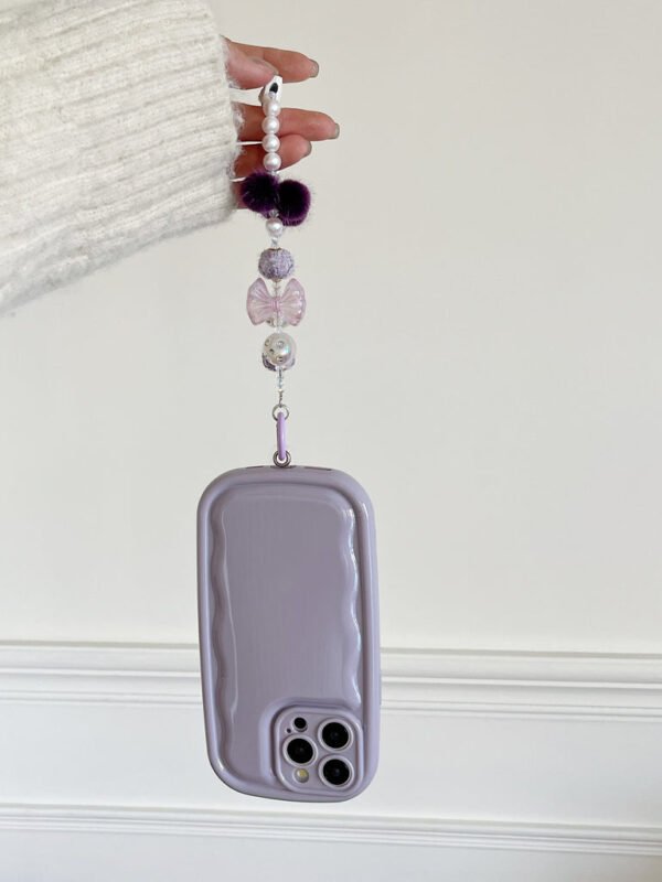Designer Solid Color Wawy Silicon Case for iPhone With Charm Bracelet - Image 8