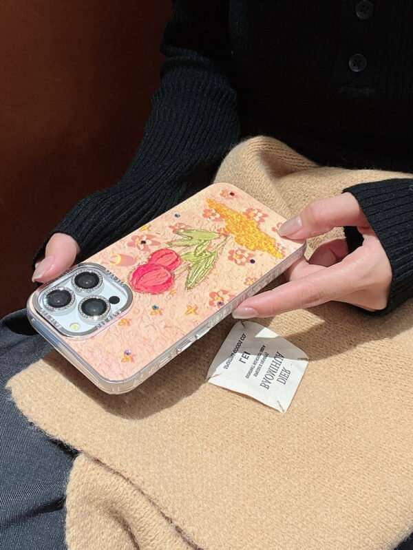 3D Effect Holographic Effect Silicon Case for iPhone With Diamond Camera Protection ( Lily And Panda) - Image 10
