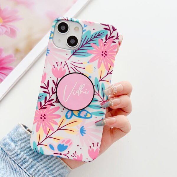Hand Painted Flowers Designer Slim Case With Holder - Image 6