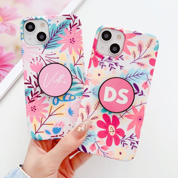 Hand Painted Flowers Designer Slim Case With Holder